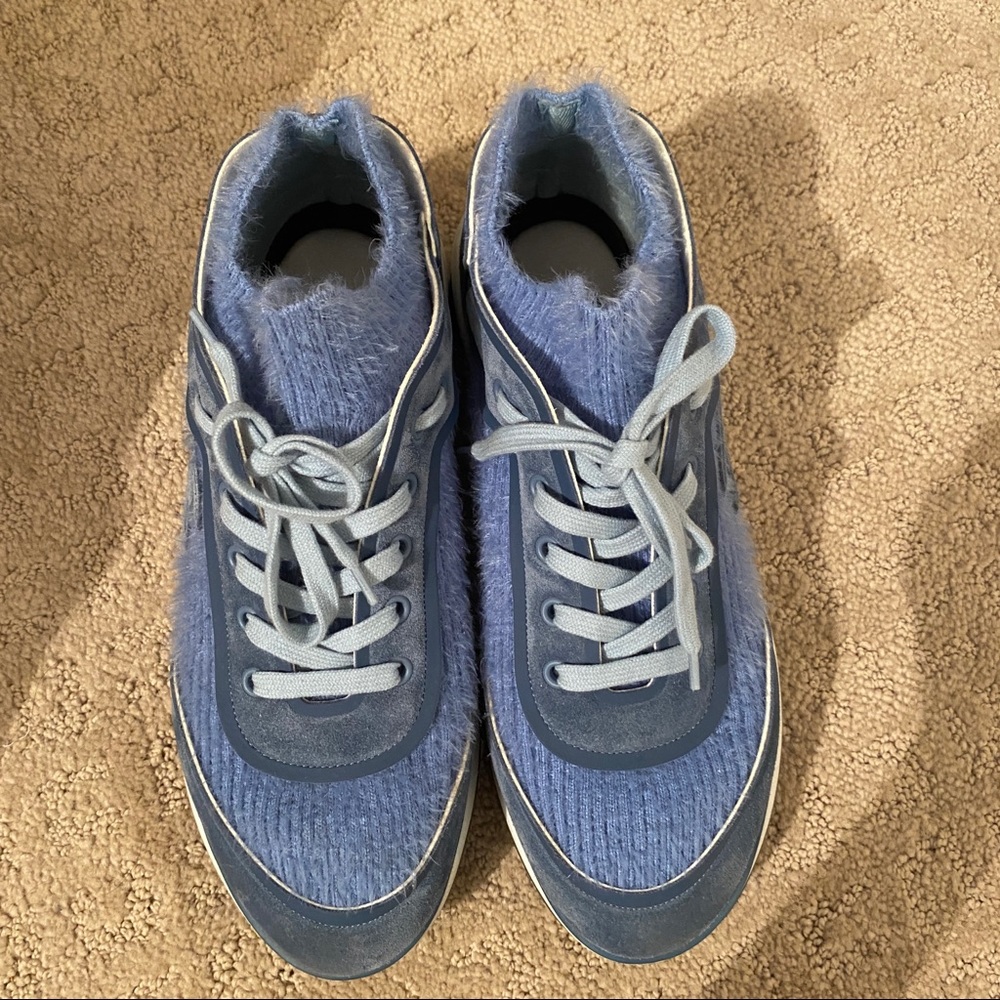 Chanel Suede Calfskin Stretch Fabric CC Sneakers - Picture 12 of 14